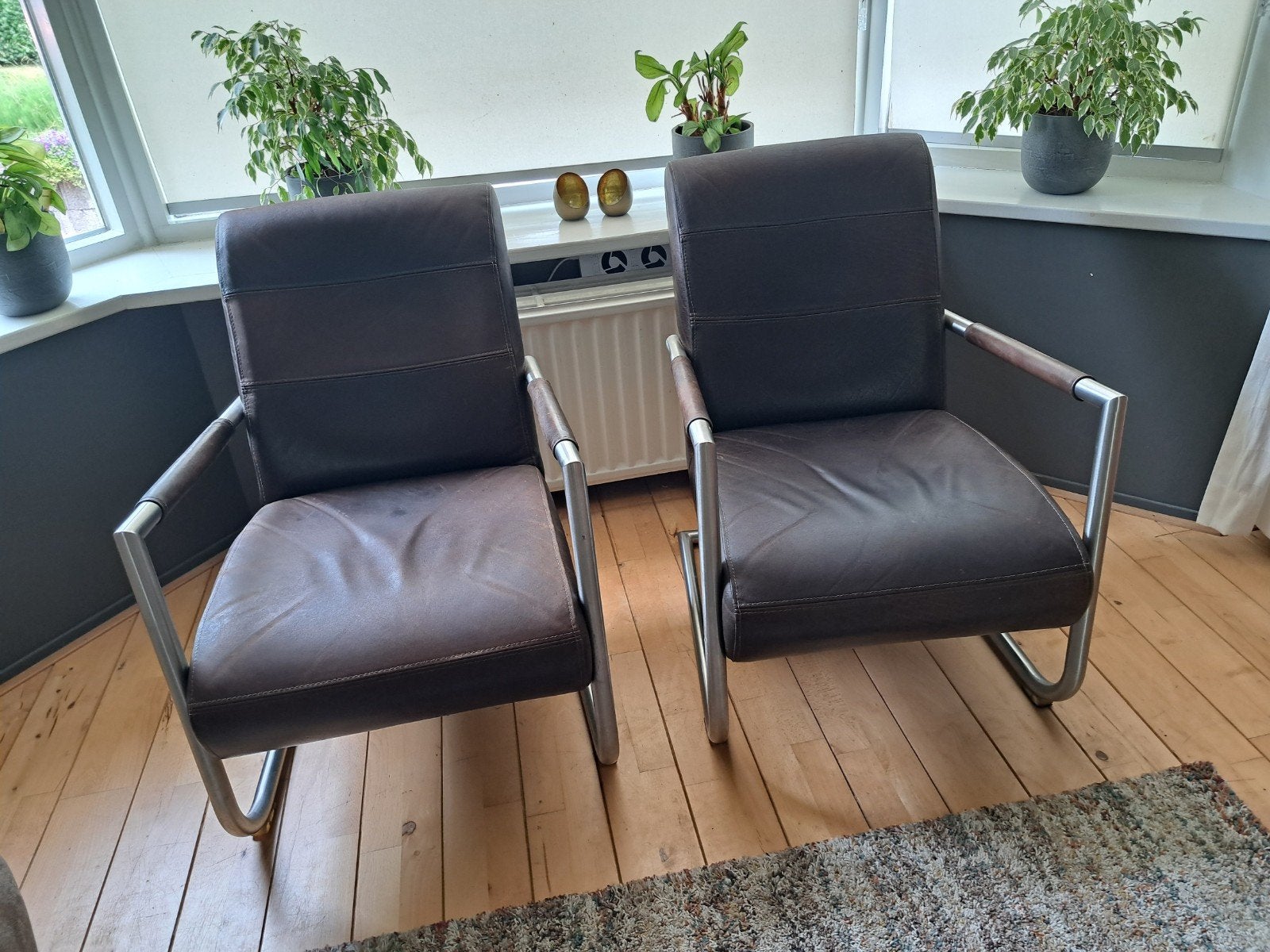 Henders& Hazel leren stoelen., Ophalen, Gebruikt, 75 tot 100 cm