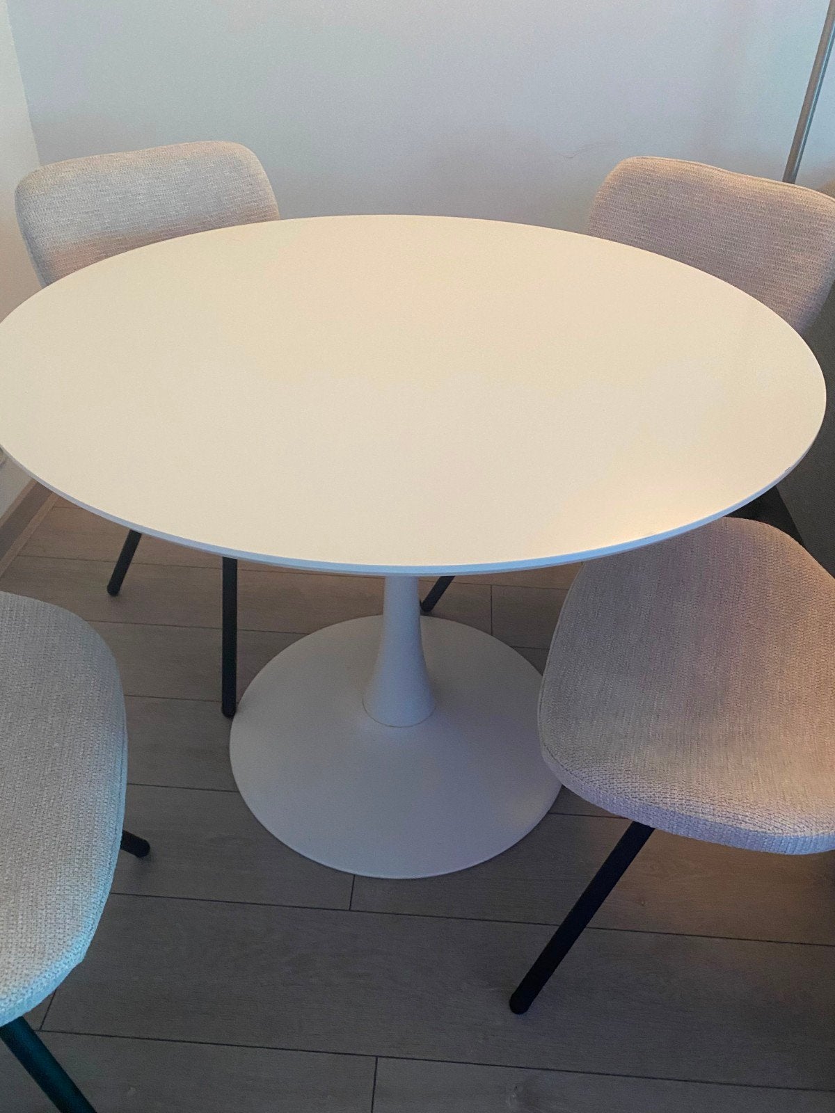 Moderne ronde eettafel met trompetvoet, Ophalen, Gebruikt, 50 tot 100 cm, Rond