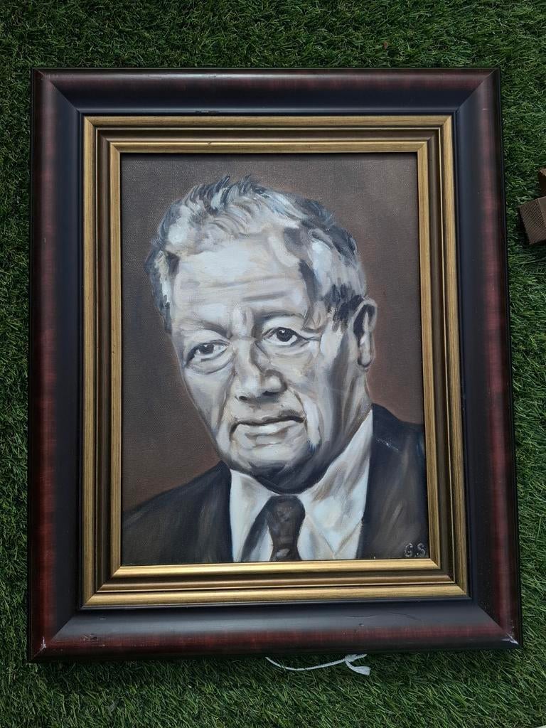 Olieverfschilderij portret man met lijst, Antiek en Kunst, Kunst | Schilderijen | Klassiek, Ophalen of Verzenden