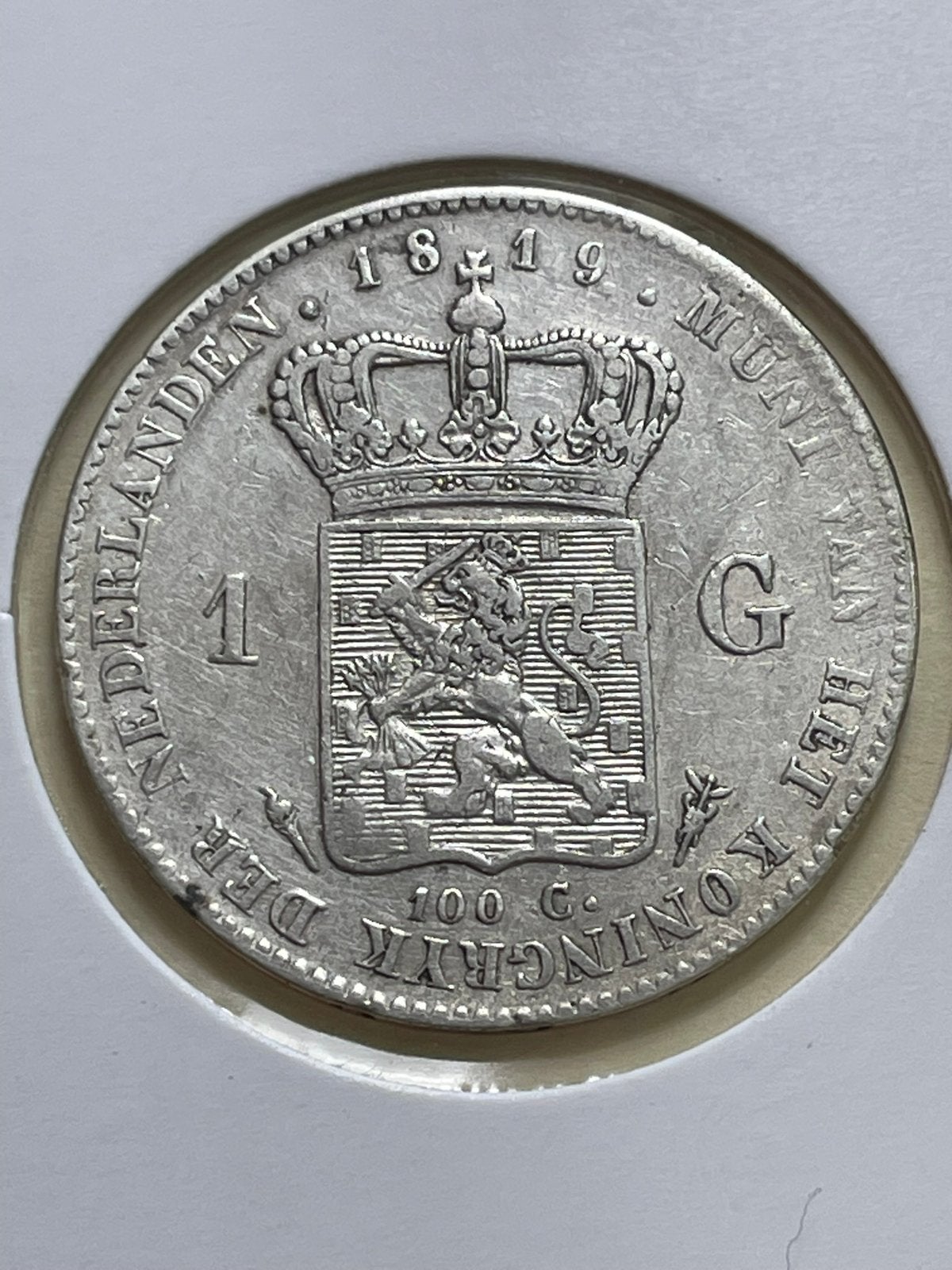Gulden 1819 zeldzaam, 1 gulden, Zilver, Koning Willem I, Verzenden