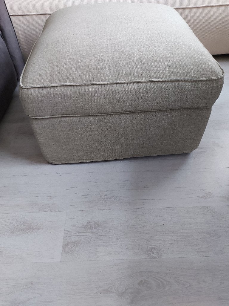 Riviera Maison Lennox footstool (linnen weave), Huis en Inrichting, Vierkant, Nieuw, Trendy/tijdloos, Stof