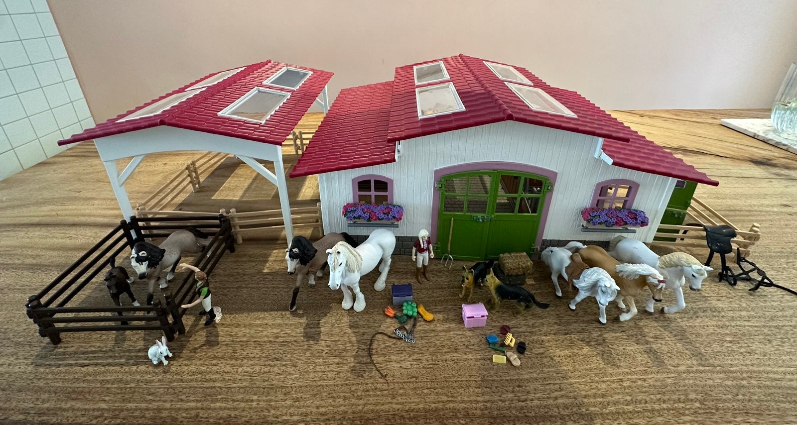 Schleich manege compleet en uitgebreid, Ophalen of Verzenden, Zo goed als nieuw, Jongen of Meisje