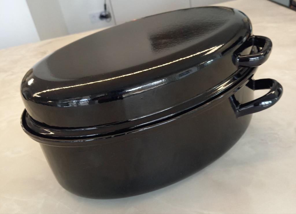 Ovale braadpan zwart emaille 4L - ideaal voor stoofpot, Ophalen, Nieuw, Gietijzer, Koekenpan of Braadpan
