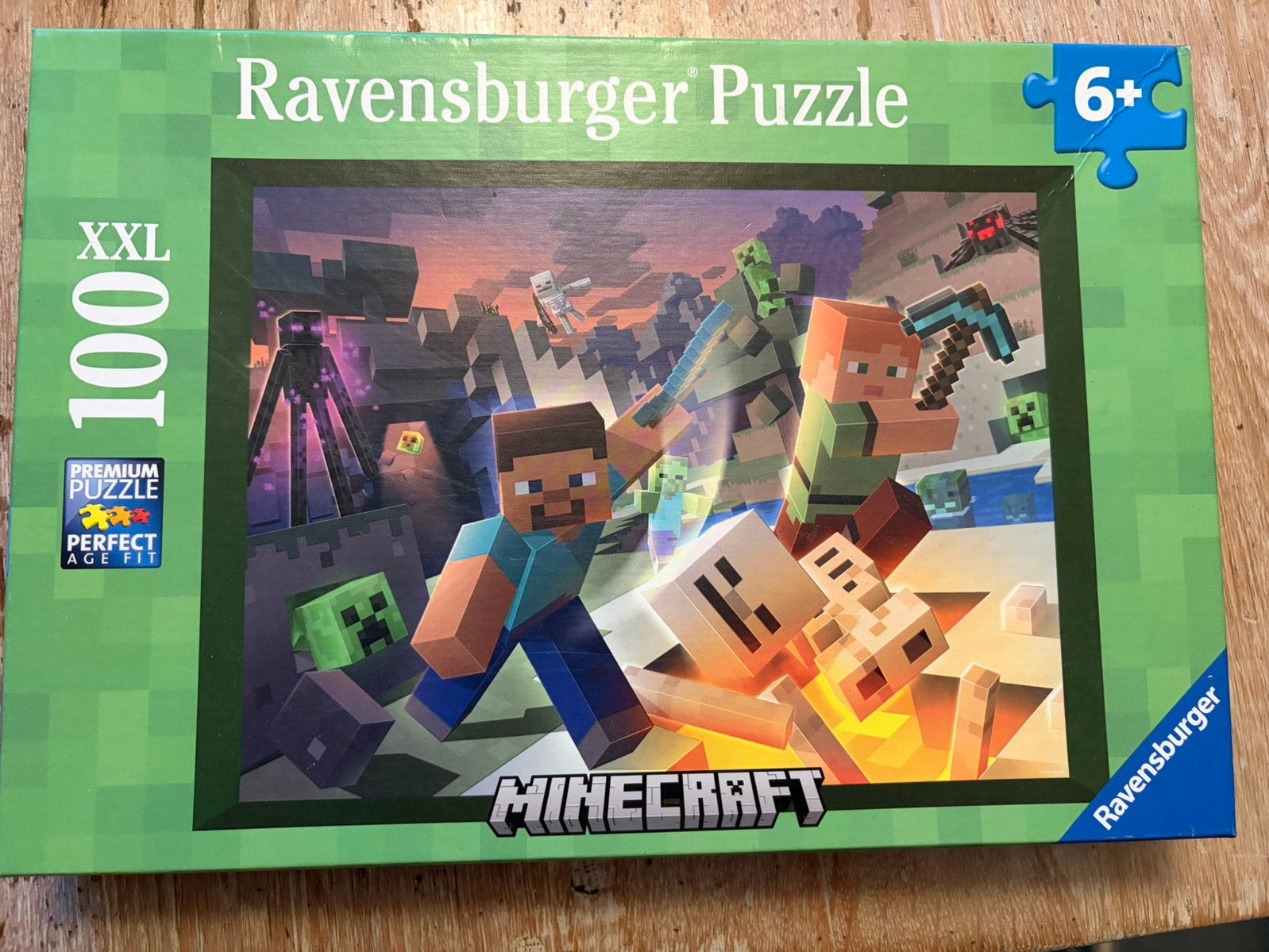Miecraft puzzel 100stukjes, Ophalen of Verzenden, Meer dan 50 stukjes, Zo goed als nieuw, 6 jaar of ouder