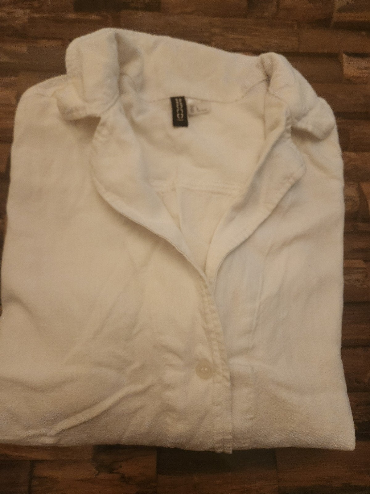 Witte viscose linnen blouse H&M maat L, Ophalen of Verzenden