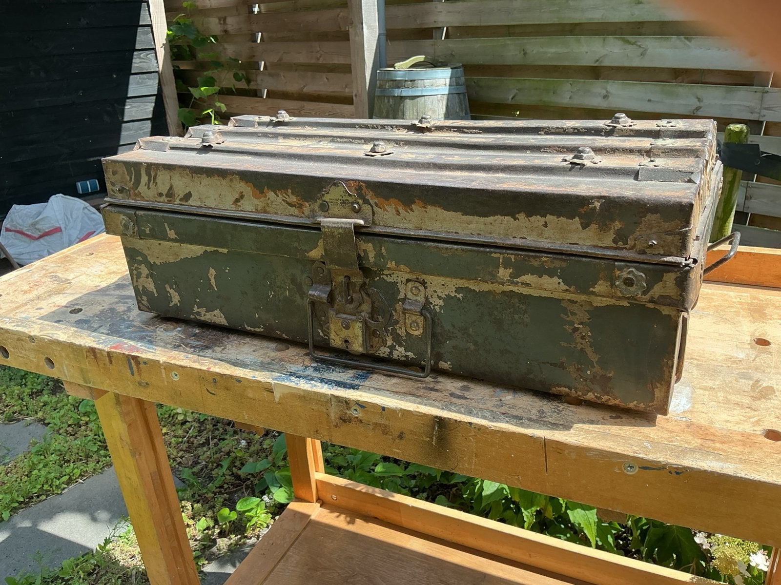 Antieke metalen kist (60x30x20 cm), Ophalen, Minder dan 50 cm, Gebruikt, 50 tot 100 cm