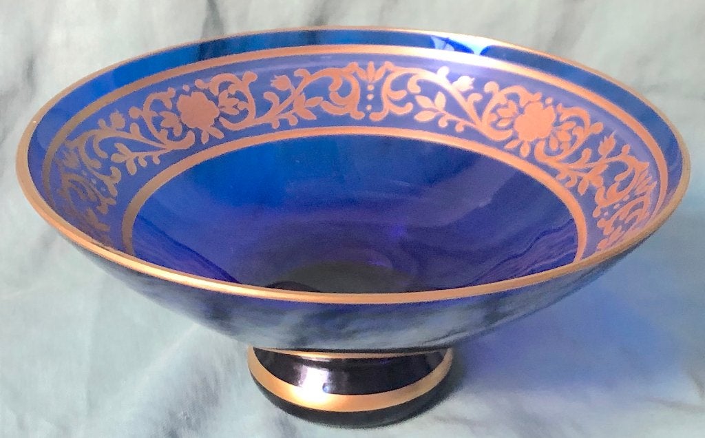Kobalt blauw glazen bonbonschaaltje Salviati Murano?, Antiek en Kunst, Antiek | Glas en Kristal, Ophalen of Verzenden