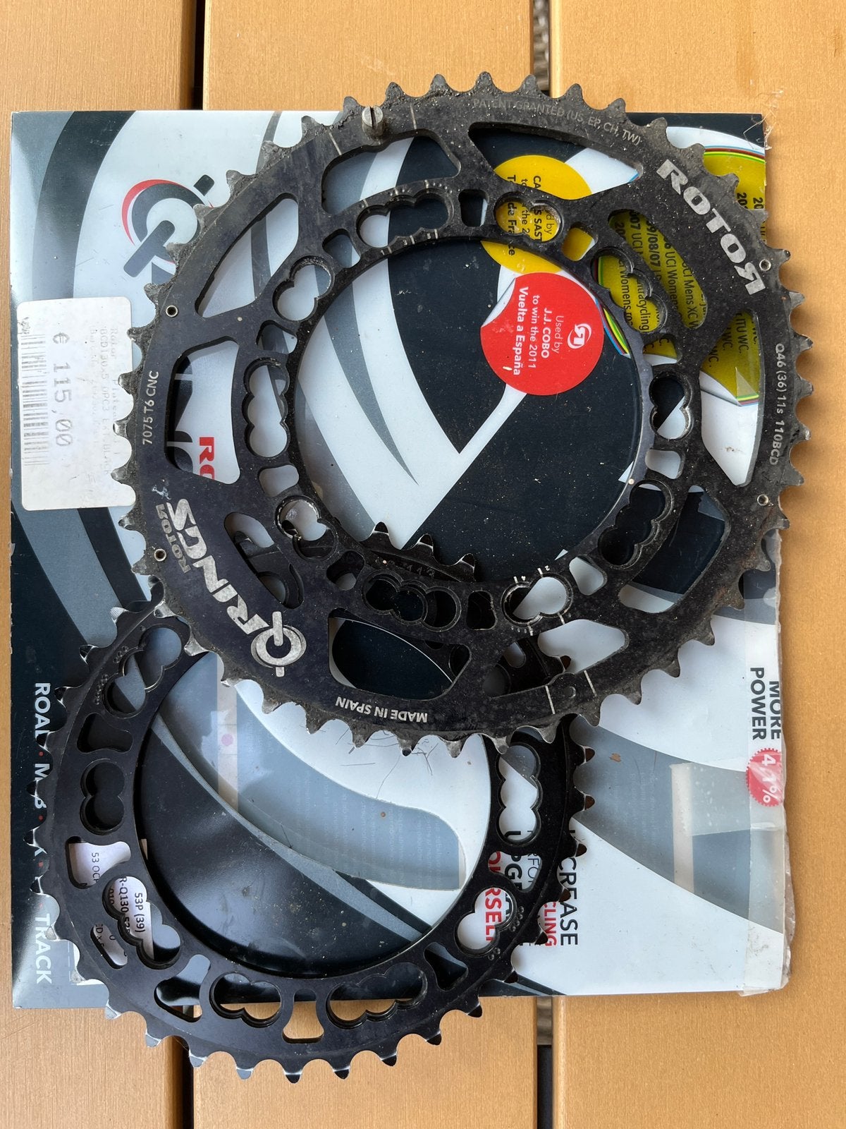 Rotor Q-rings 46/36 set 110BCD, Crankstel of Pedalen, Gebruikt, Ophalen of Verzenden, Aluminium