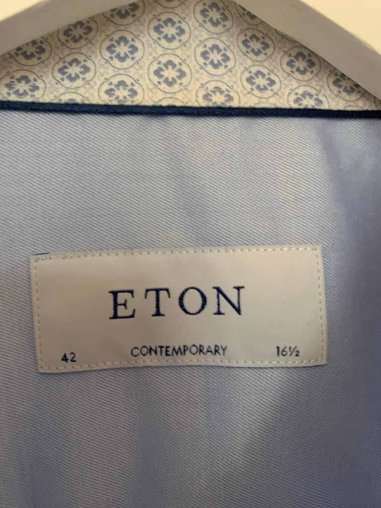 Eton Contemporary overhemd - lichtblauw - maat 42, Verzenden, Zo goed als nieuw, Blauw, Halswijdte 41/42 (L)