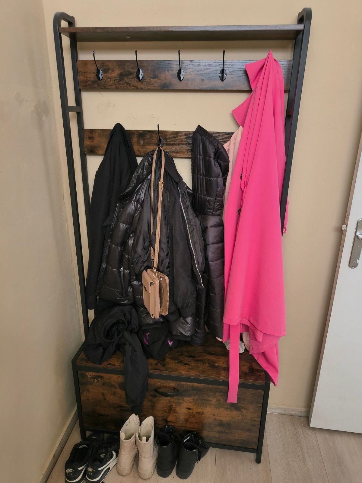 Schoenen opbergkast met kapstok - Industrieel design, Ophalen, Overige typen, Zo goed als nieuw, 150 tot 200 cm