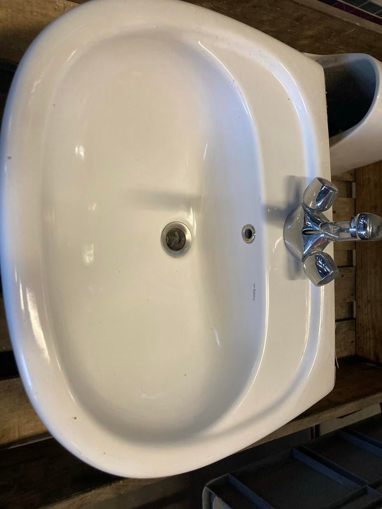 Sphinx wasbak met sifonkap en kraan, wit, Doe-het-zelf en Verbouw, Sanitair, Ophalen, Gebruikt, Wastafel