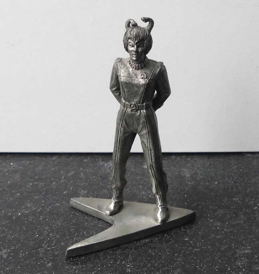 Star Trek Andorian figuurtje metaal 1997, Ophalen of Verzenden, Gebruikt, Tv, Beeldje, Replica of Model