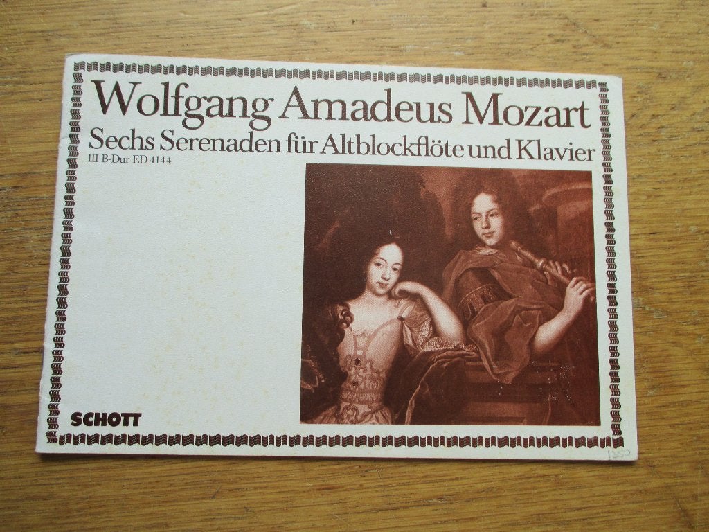 Mozart- serenade nr.3 - Voor alt blokfluit en piano, Gebruikt, Piano, Klassiek, Ophalen of Verzenden