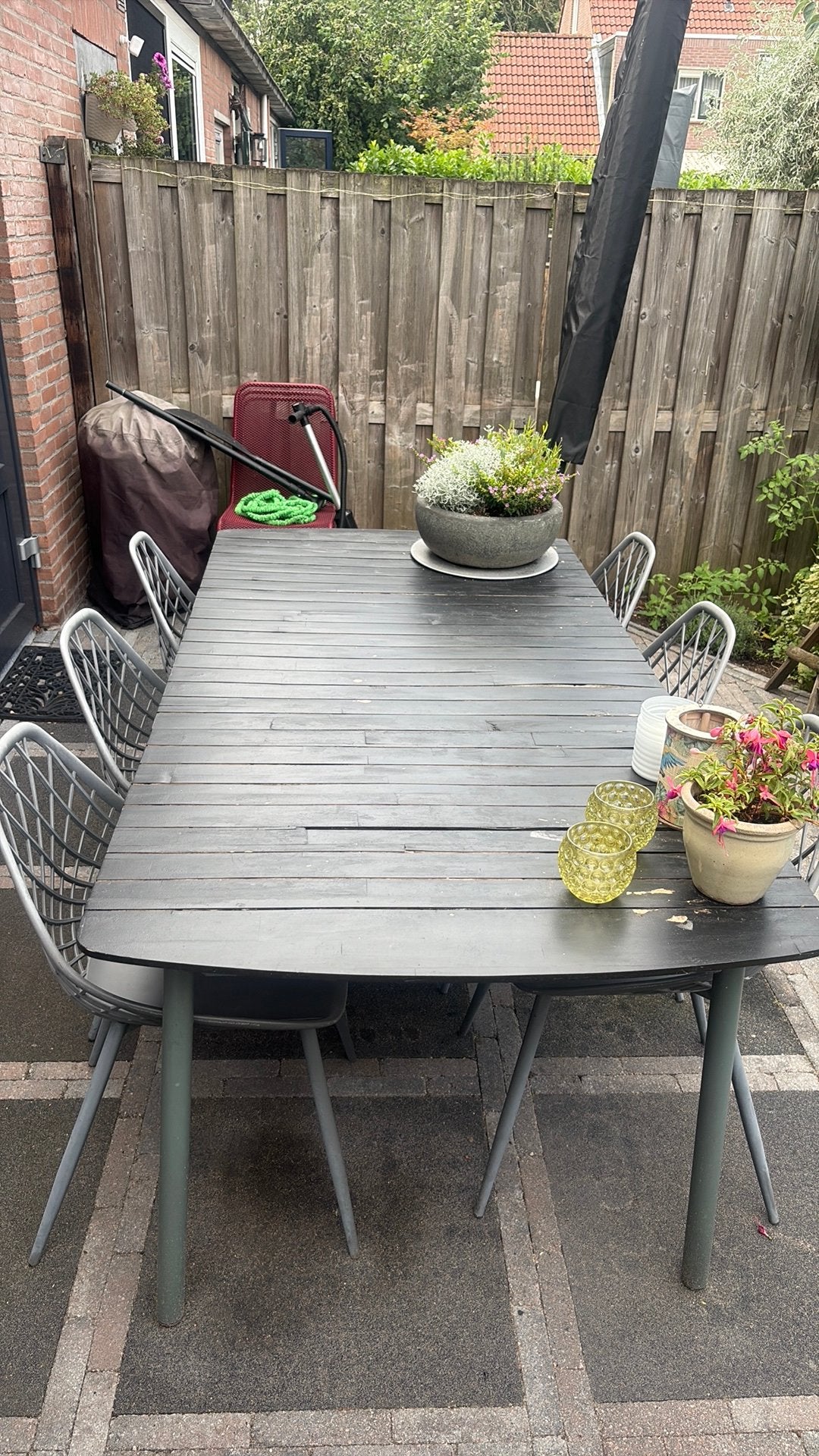Tuintafel met 6 stoelen, Ophalen, Gebruikt, 8 zitplaatsen, Tuinset