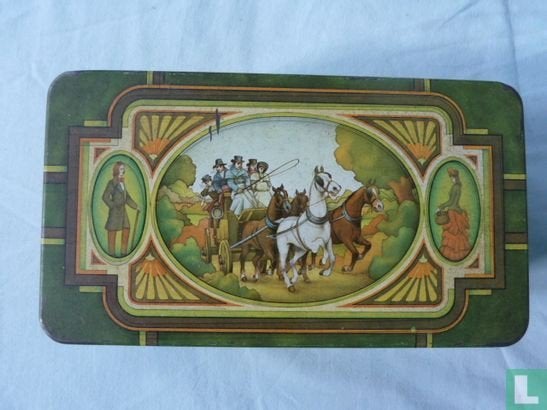 Vintage Douwe Egberts Pickwick theeblik 1975 Postkoets, Ophalen of Verzenden, Gebruikt, Thee, Douwe Egberts