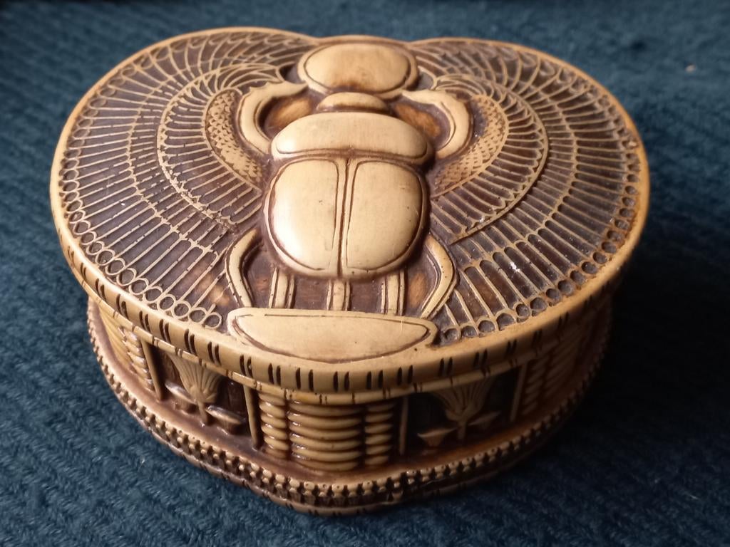 Vintage Egyptische Scarabee Juwelendoosje, Antiek en Kunst, Ophalen of Verzenden