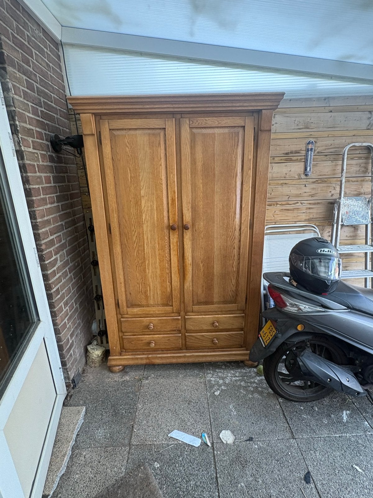 Eiken kast 202x130x45 cm - Gebruikt, prima staat, Ophalen, Gebruikt, 100 tot 150 cm, 200 cm of meer