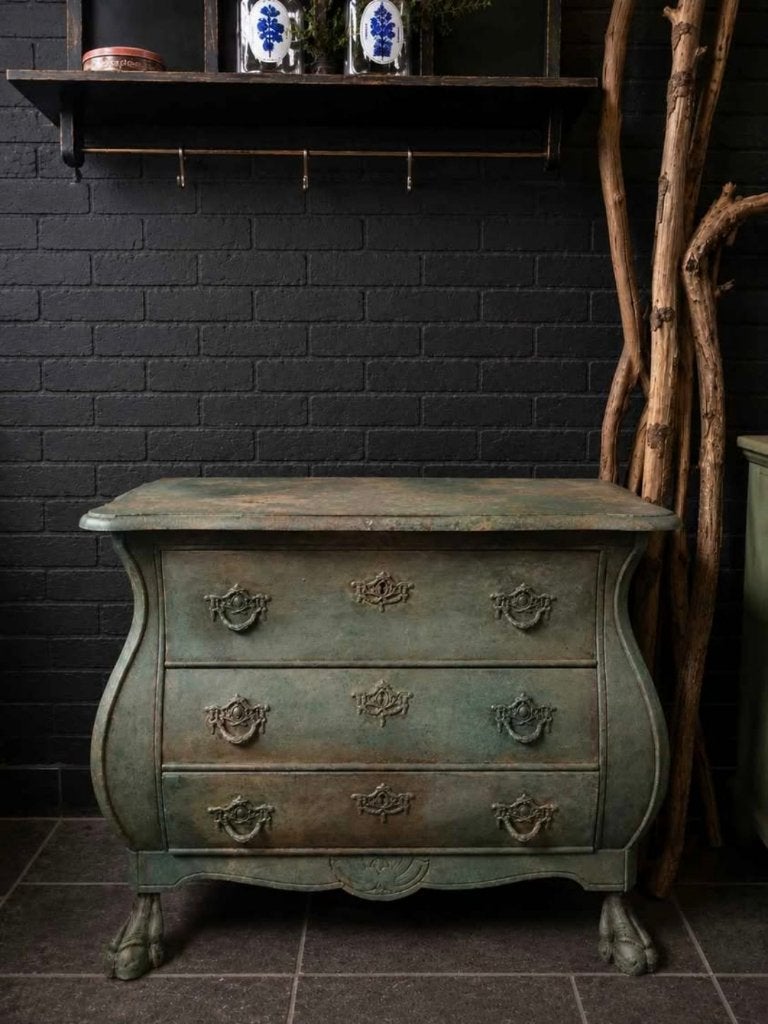 Vintage buikkast – brocante ladekast – groen/bruin, Huis en Inrichting, Ophalen, Zo goed als nieuw