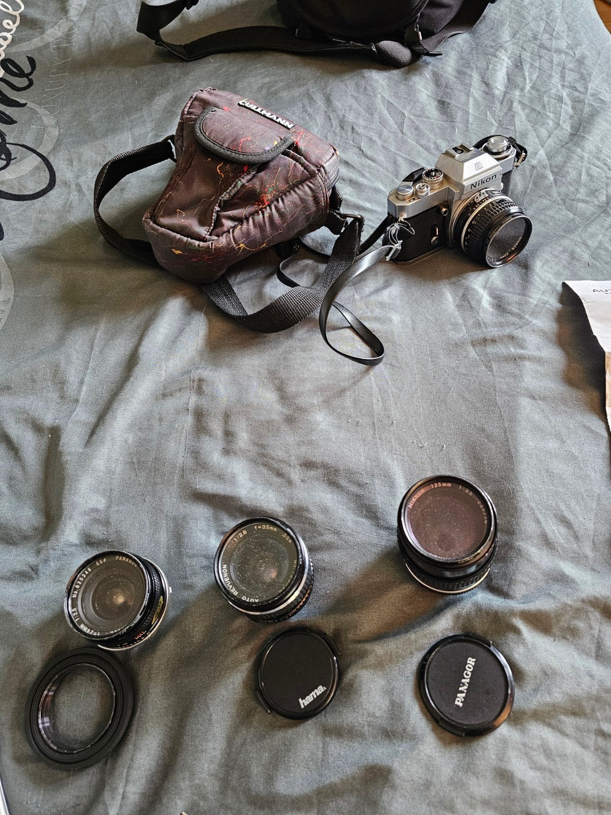 Nikon EL2 Spiegelreflexcamera, diverse lenzen en accessoir, Ophalen of Verzenden, Gebruikt, Spiegelreflex, Nikon