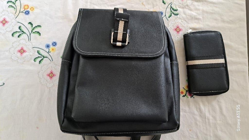 Rugzakje Zwart Lederlook, Ophalen of Verzenden, Nieuw, Overige merken, 30 tot 45 cm