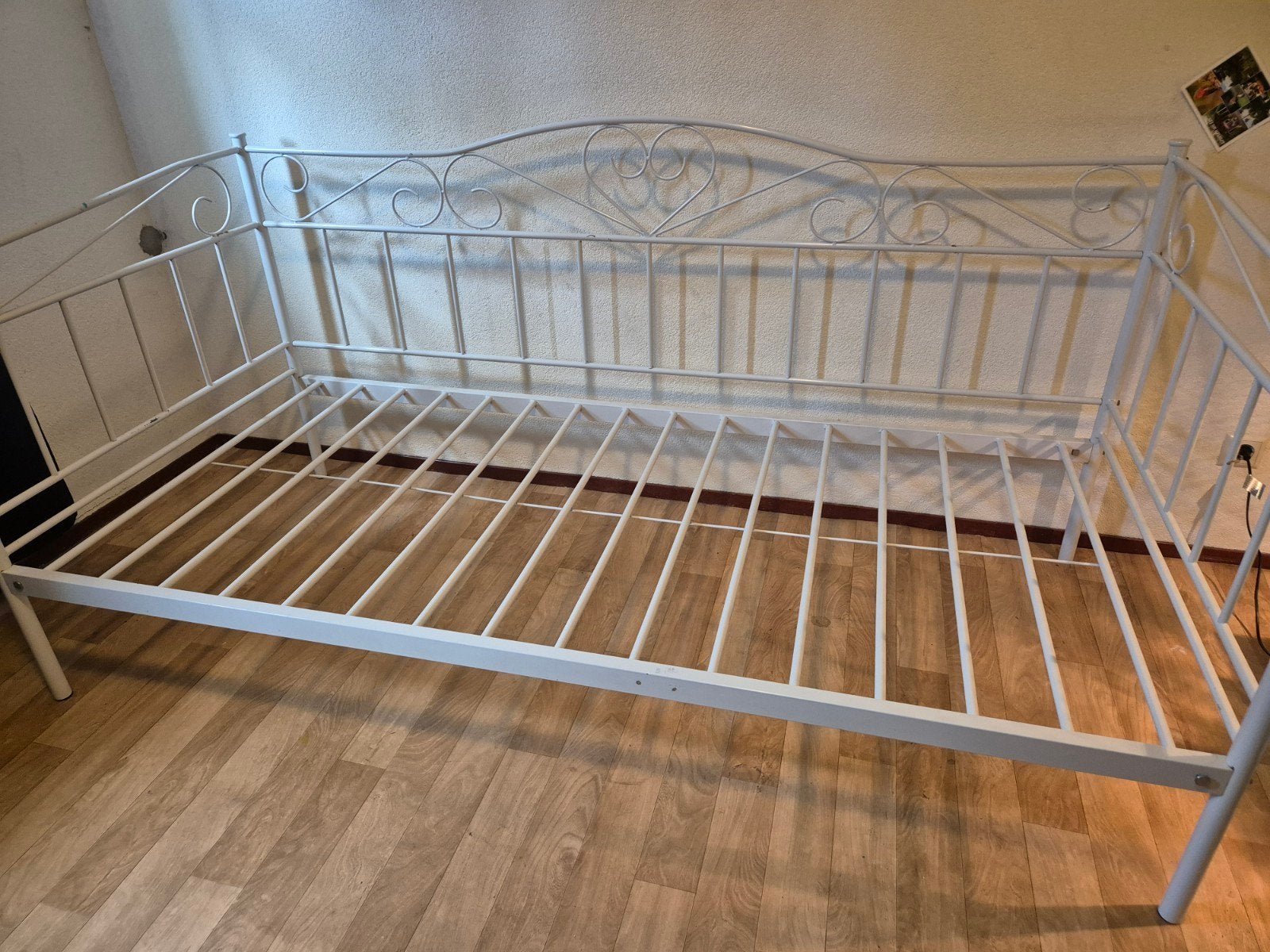 Wit metalen bedframe - 96x287 cm, Ophalen, Gebruikt, 90 cm, Eenpersoons