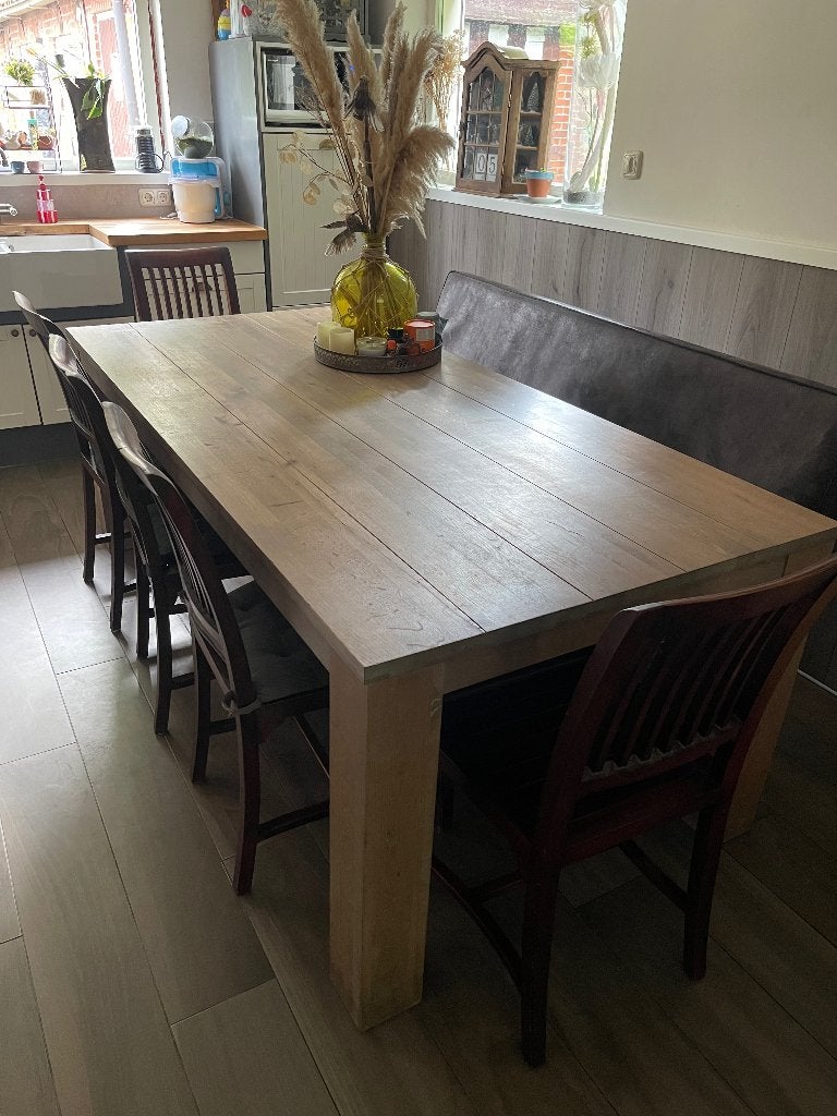 6 eetkamerstoelen hout, Huis en Inrichting, Ophalen, Gebruikt, Bruin, Vijf, Zes of meer stoelen
