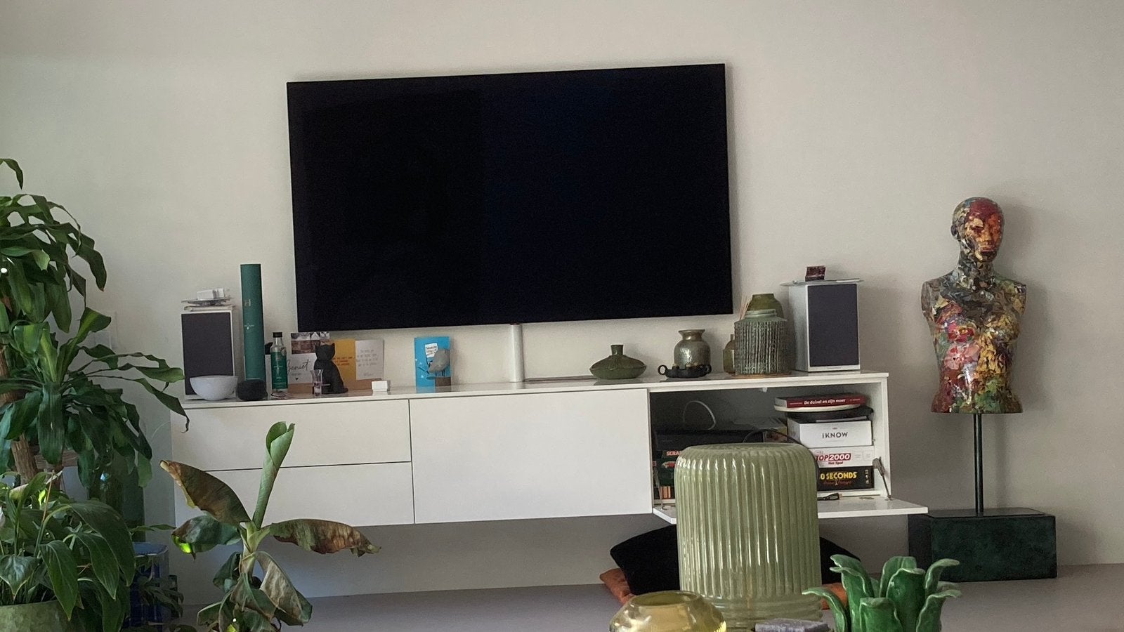 Mooie strakke zwevende tv kast in wit ral 9010., Ophalen, Overige materialen, Gebruikt, 200 cm of meer