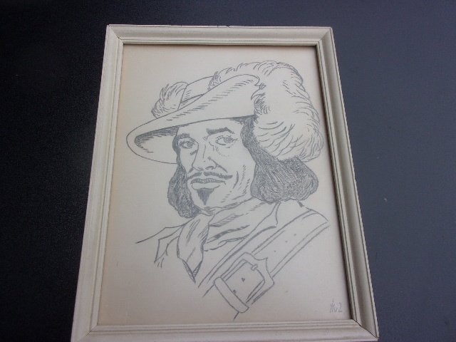 gezicht schets, Ophalen of Verzenden, Gebruikt, Minder dan 50 cm, Schilderij