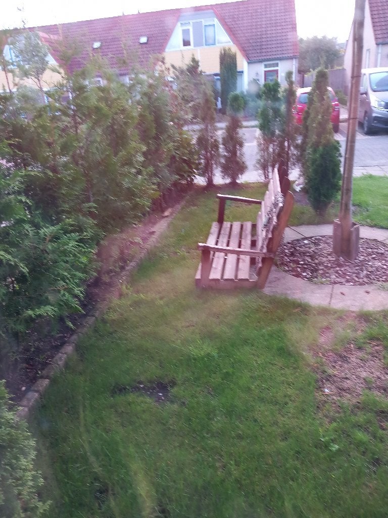 Hardhouten schommel / tuinbank GRATIS, 2 zitplaatsen, Gebruikt, Hardhout, Ophalen of Verzenden