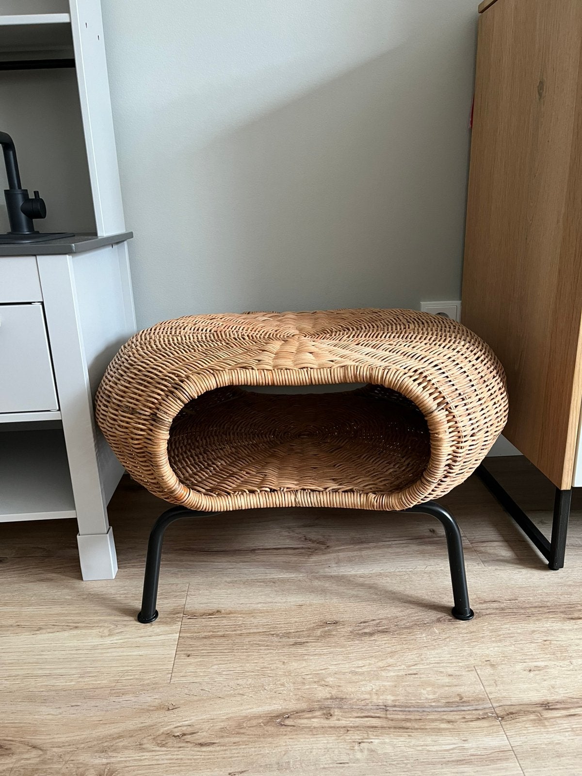 IKEA voetenbank, poef, bijzettafeltje Gamlehult, Ophalen, Zo goed als nieuw, Rond, Minder dan 55 cm