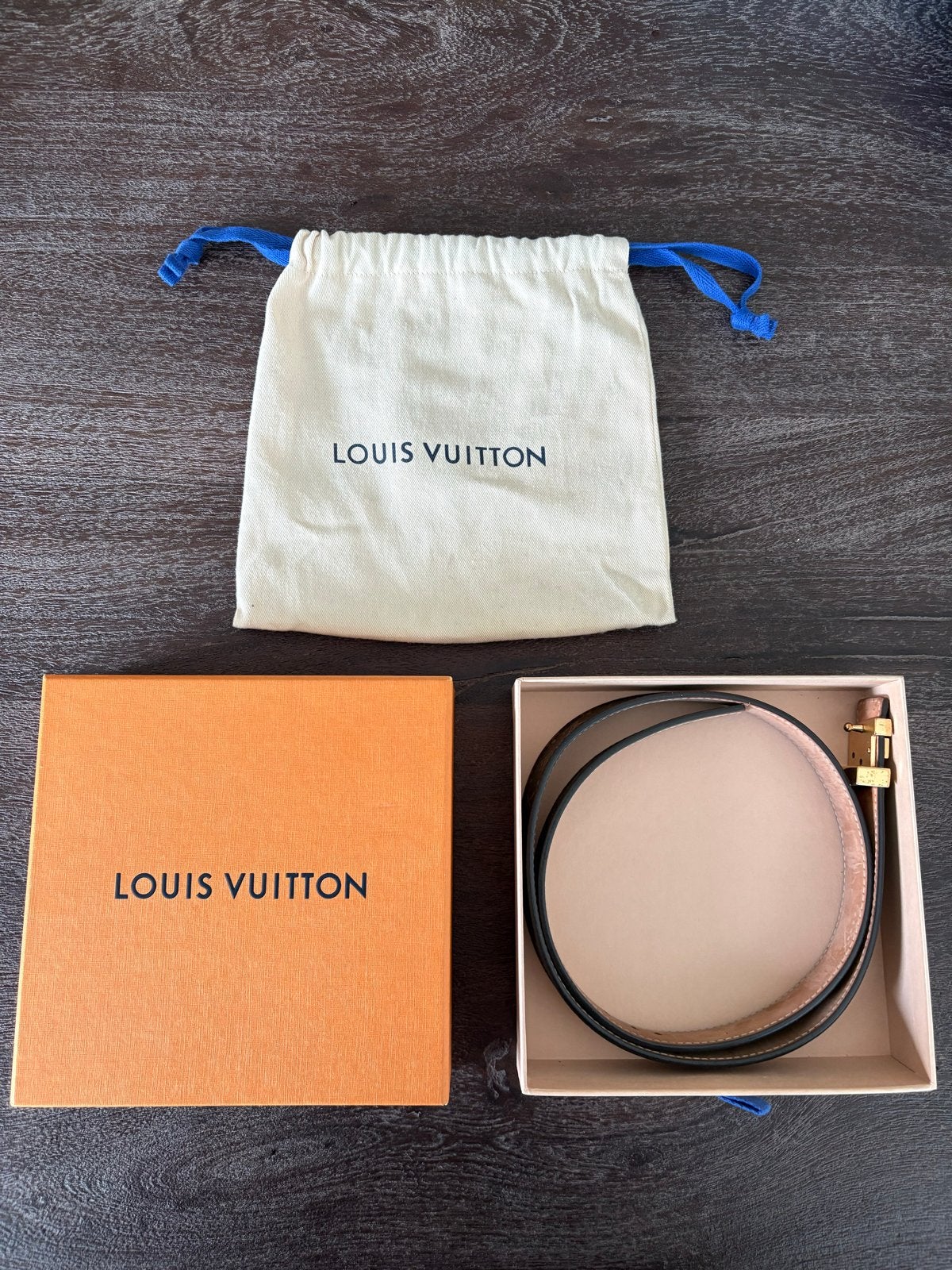 Louis Vuitton Damesriem Origineel, Minder dan 3 cm, 80 tot 90 cm, Bruin, Echt leder