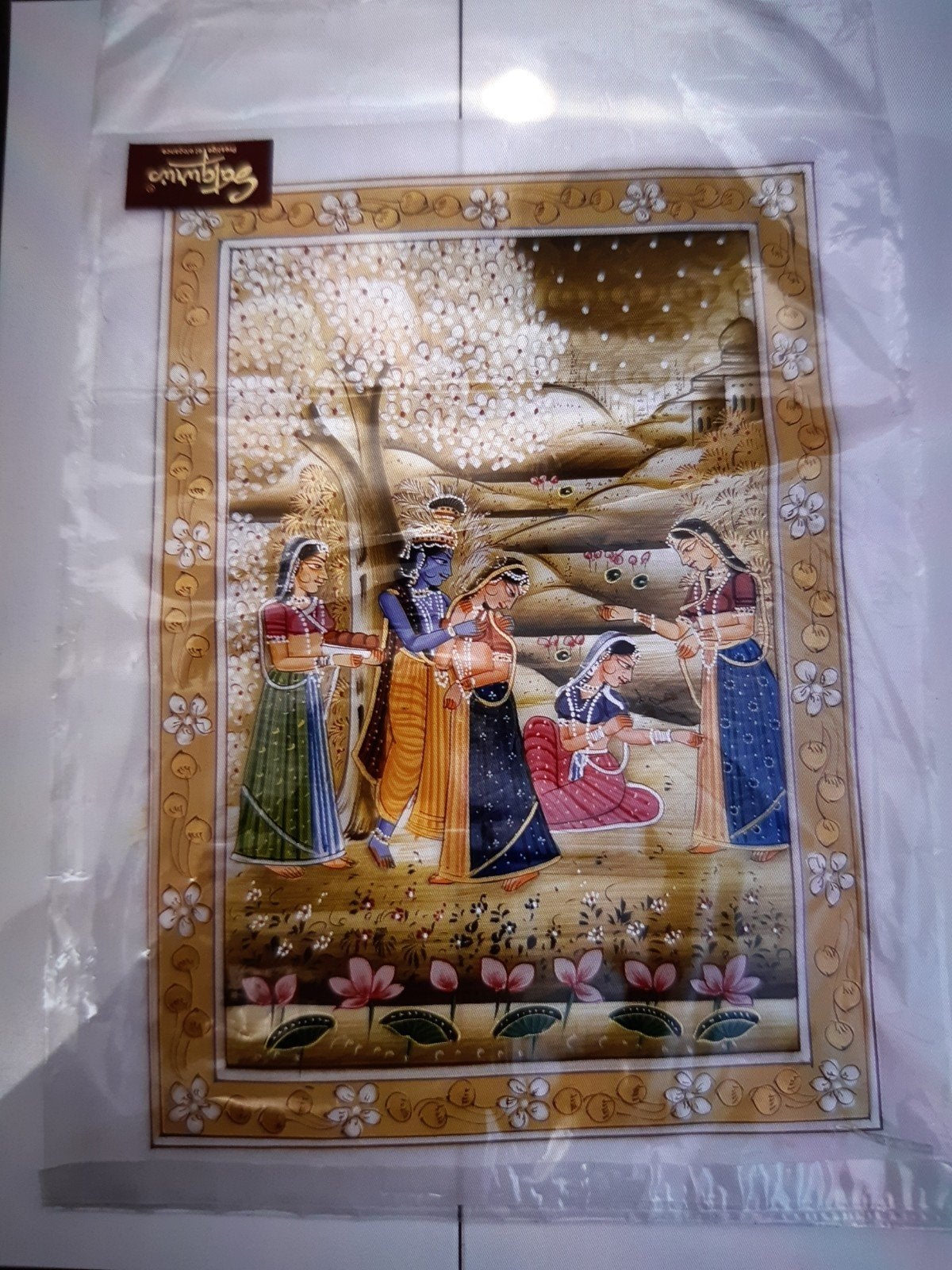 Miniatuur schilderij uit India - Krishna en Radha, Schilderij, India, Geschilderd, Ophalen of Verzenden