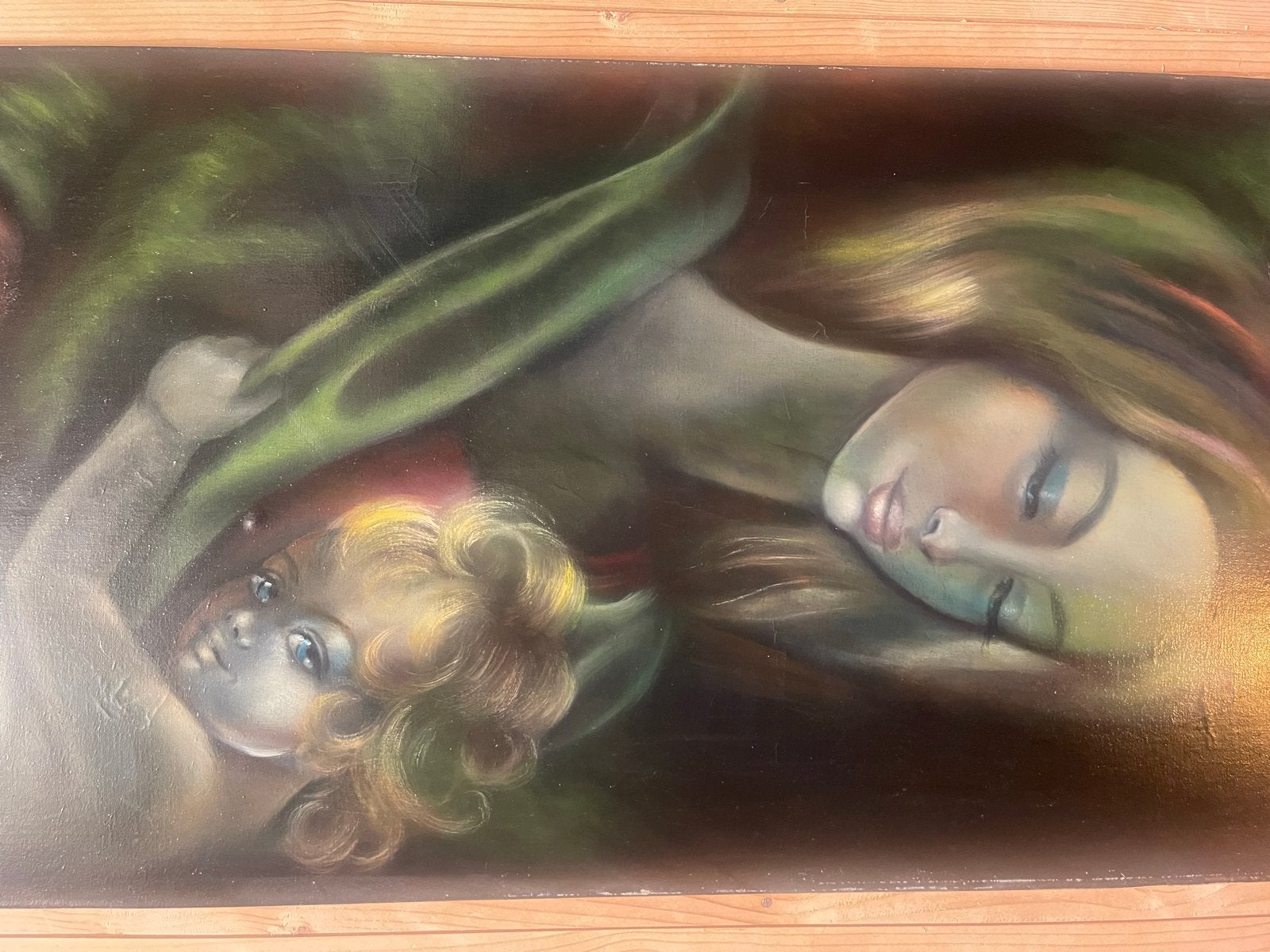 Schilderij Moeder en Kind - 50x100 cm, Ophalen, Doek, Portret of Personen, Realistisch