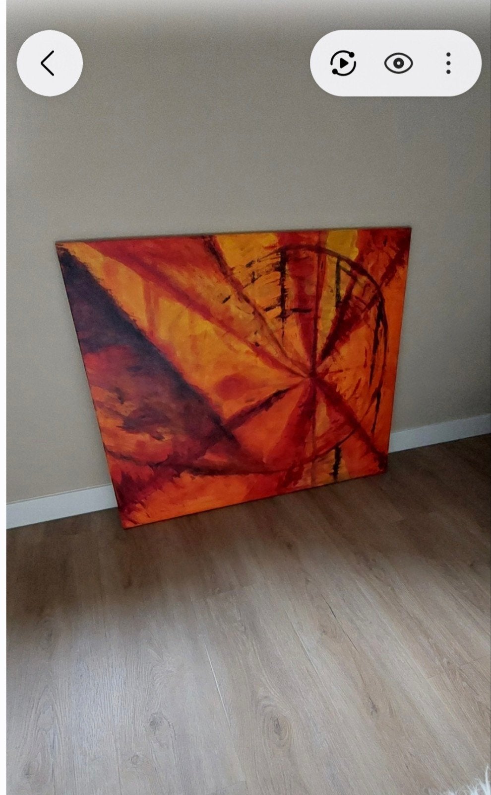 Abstract Schilderij - Oranje en Rood, Ophalen