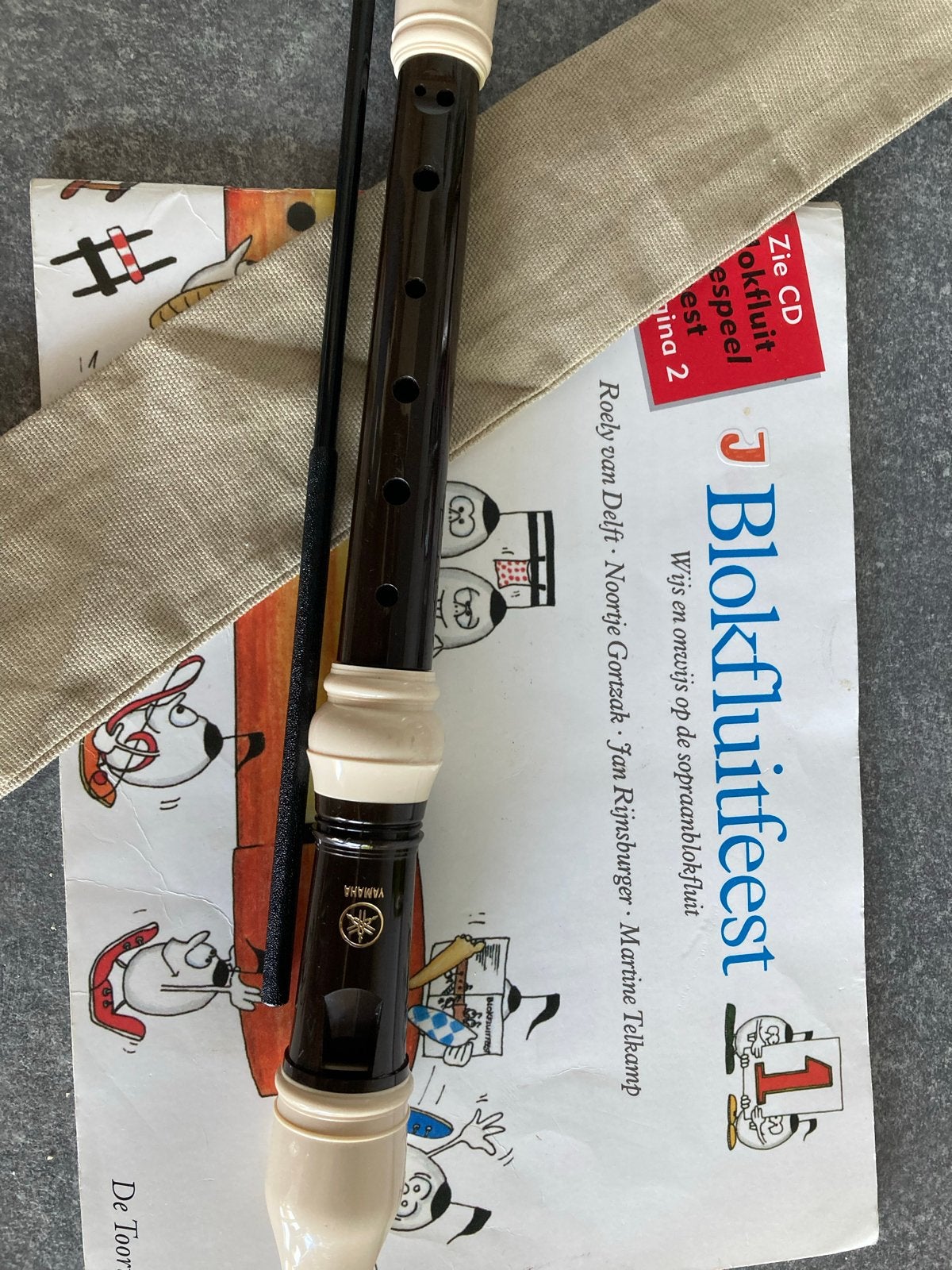 Yamaha Blokfluit met hoes en lesboek, Ophalen of Verzenden, Gebruikt, Sopraan of Sopranino, Kunststof