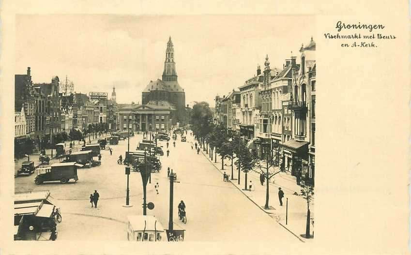 300-104-003 Groningen Vischmarkt met beurs, Verzenden, Voor 1920, Groningen