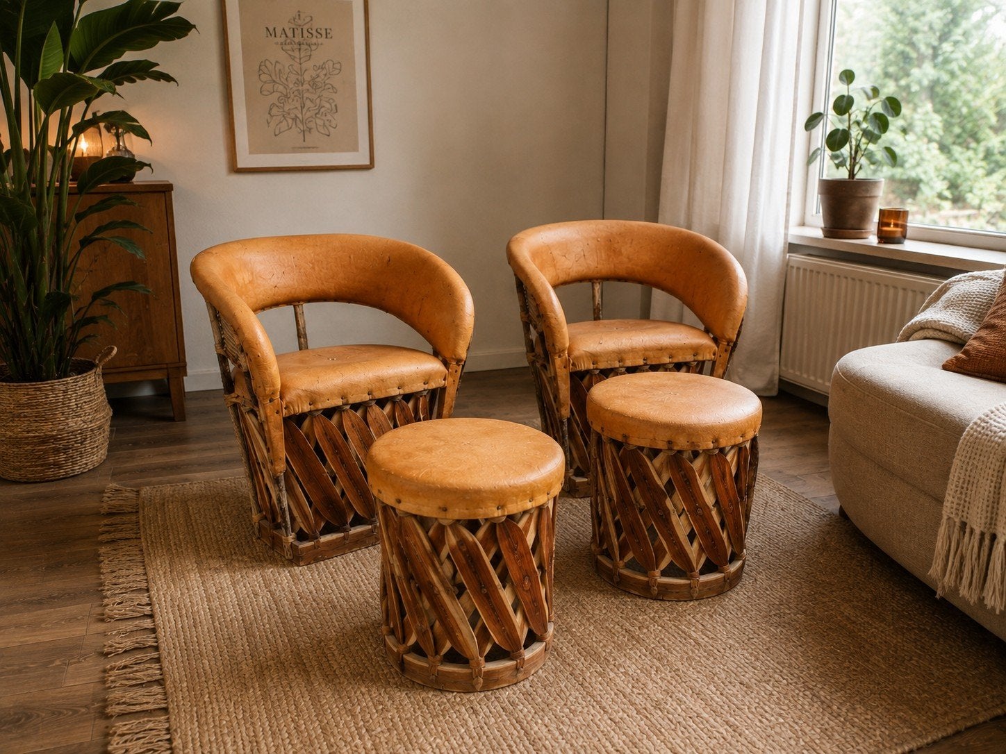 2 mexicaanse equipe stoelen met bijbehorende krukken, Ophalen