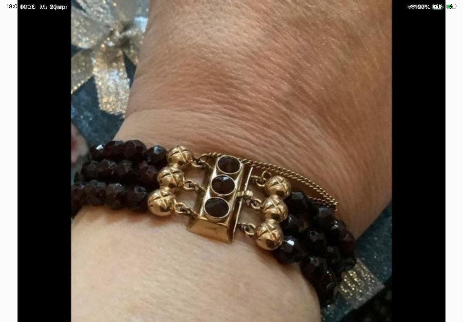 Geweldige antieke gouden armband granaat edelsteen 14 k goud, Sieraden, Tassen en Uiterlijk, Armbanden, Verzenden, Zo goed als nieuw