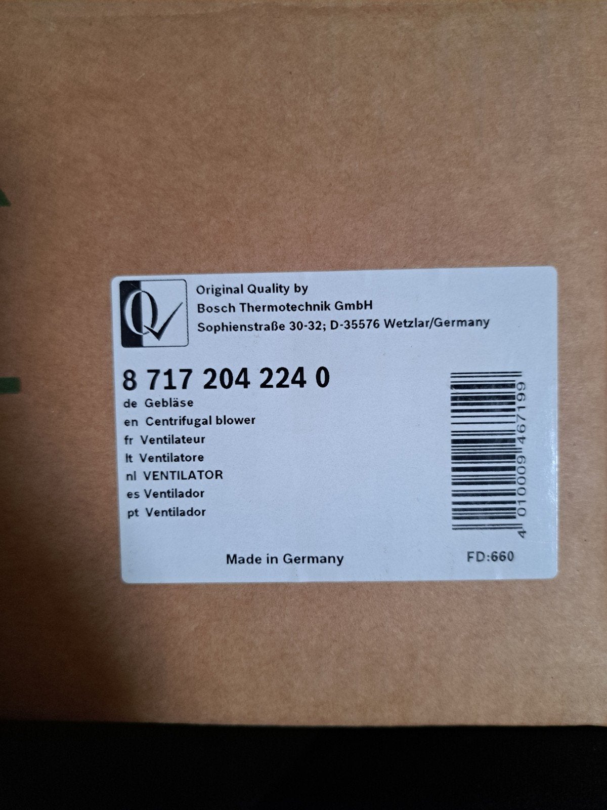 Bosch cv-ketel ventilator 87172042240, Bosch, ., Cv-ketel of Combi-ketel, Nieuw