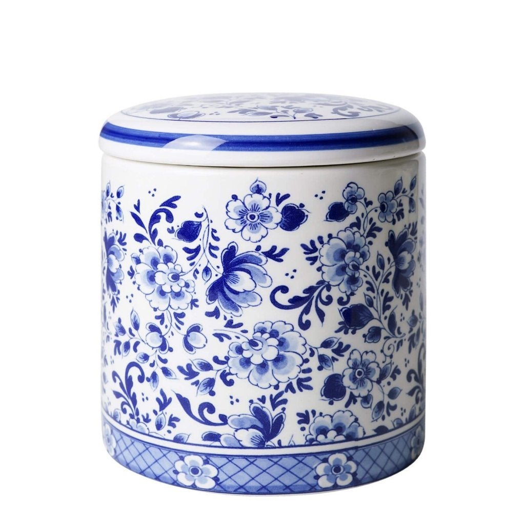 Heinen Delfts Blauw voorraadpot bloemen 12,5 cm, Overige merken, Keramiek, Overige typen, Ophalen of Verzenden