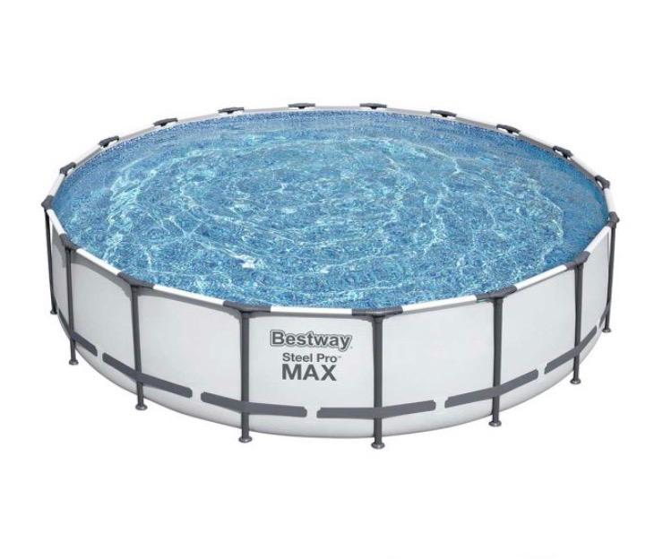 Bestway zwembad + Intex zandfilterpomp  + zoutwatersysteem, Ophalen, Minder dan 80 cm, Rond, 300 cm of meer