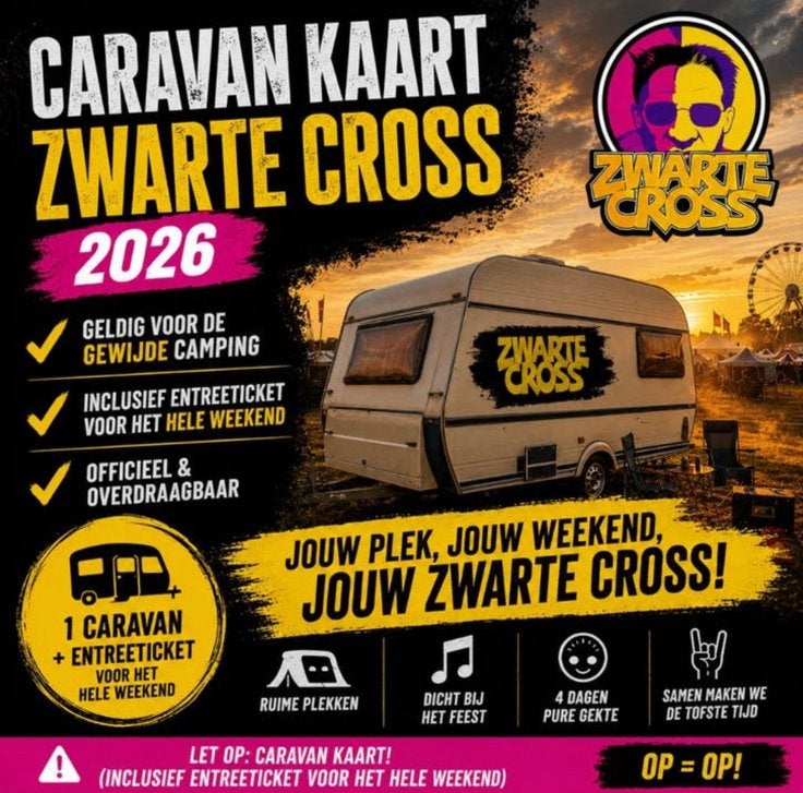 Camper/caravan ticket zwarte cross 2026 incl. Campingticket, Tickets en Kaartjes, Eén persoon, Juni
