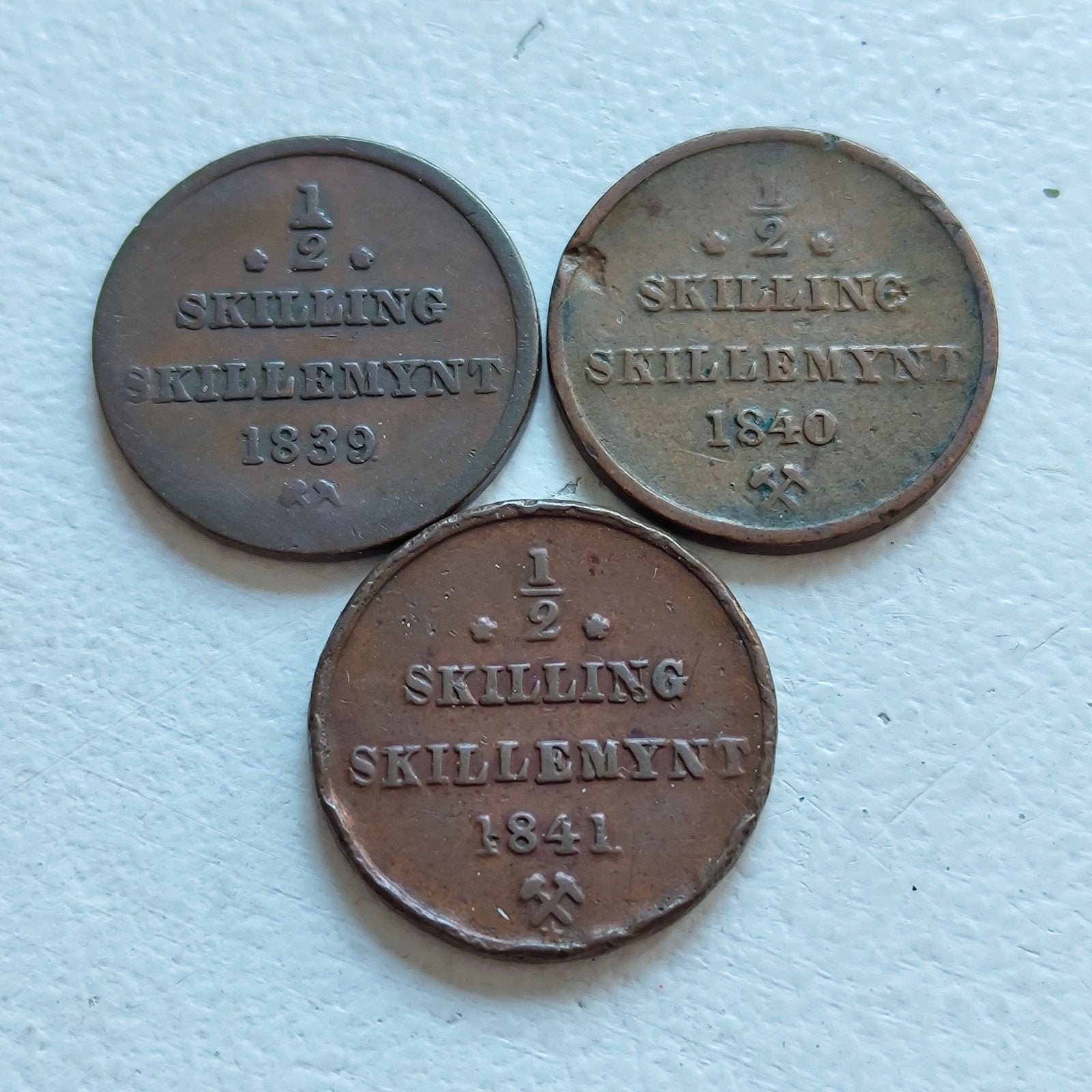 Noorwegen 1/2 skilling 1839-1840-1841, Ophalen of Verzenden