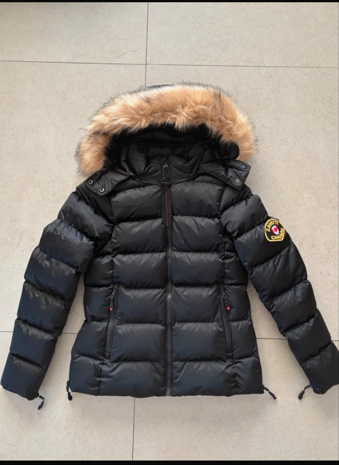 Zavetti Canada Puffer Jas Zwart met Bontkraag maat S, Ophalen, Nieuw, Maat 36 (S), Zwart