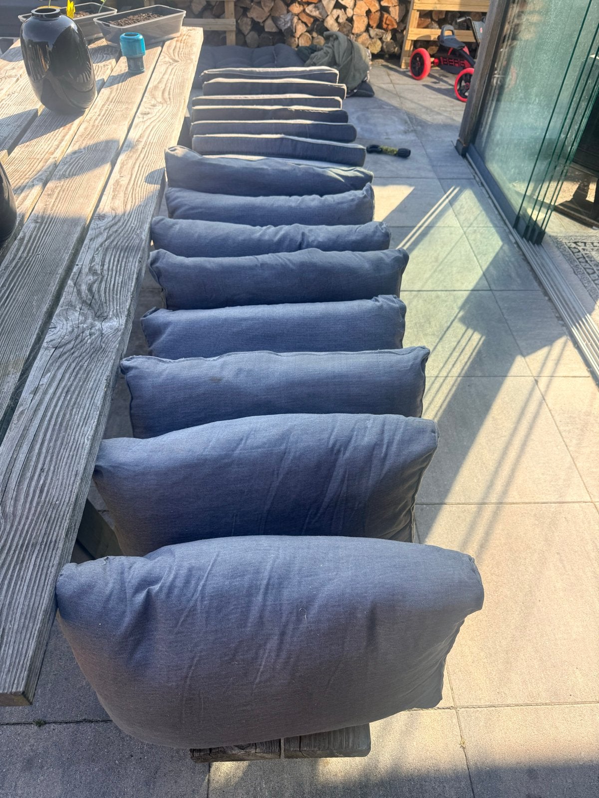 Set van 8 grijze tuinkussens, Ophalen, Gebruikt, Tuinkussen, Grijs