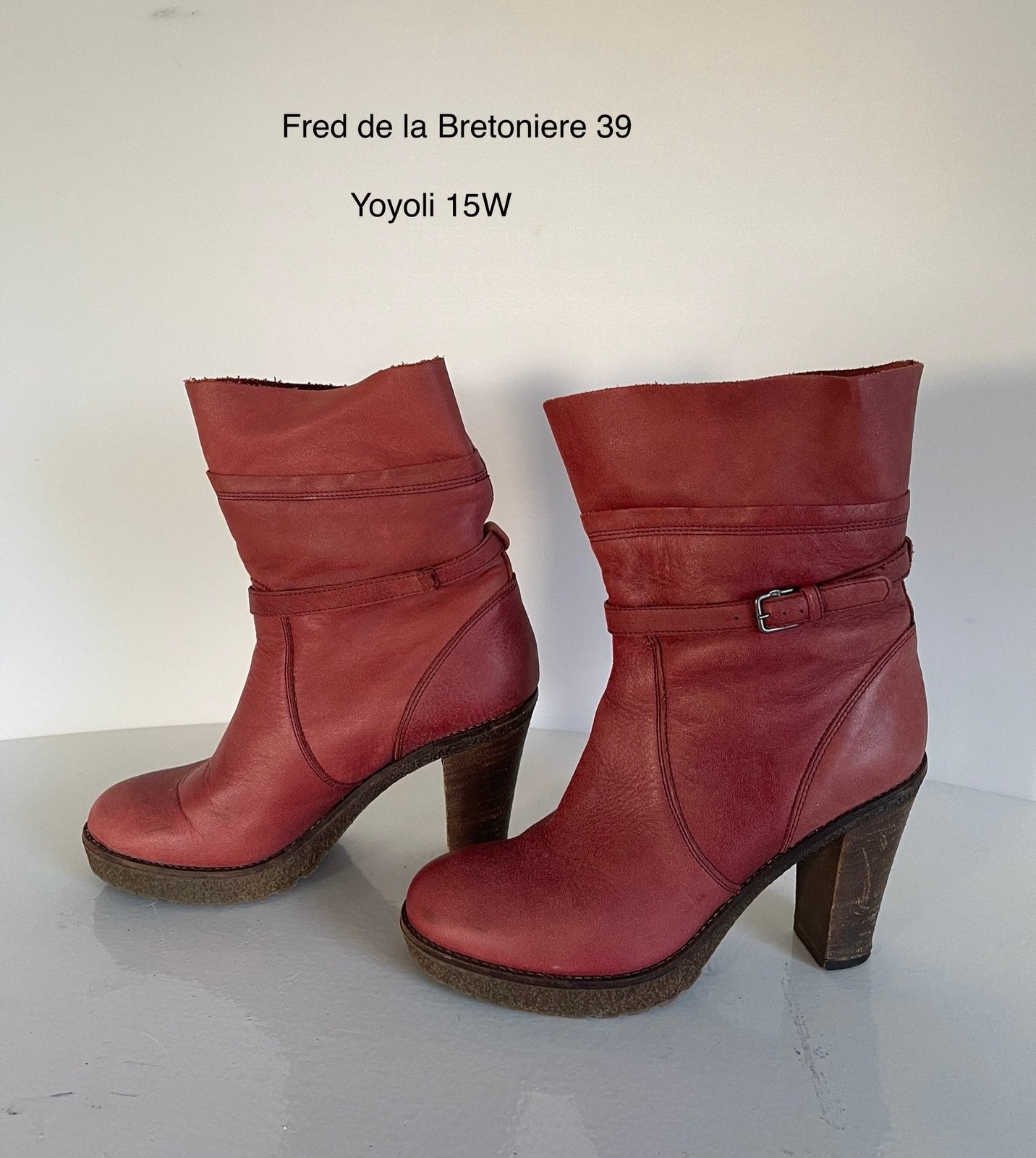 15W ) Fred de la Bretoniere rode leren laarzen maat 39, Lage of Enkellaarzen, Ophalen of Verzenden, Zo goed als nieuw, Rood