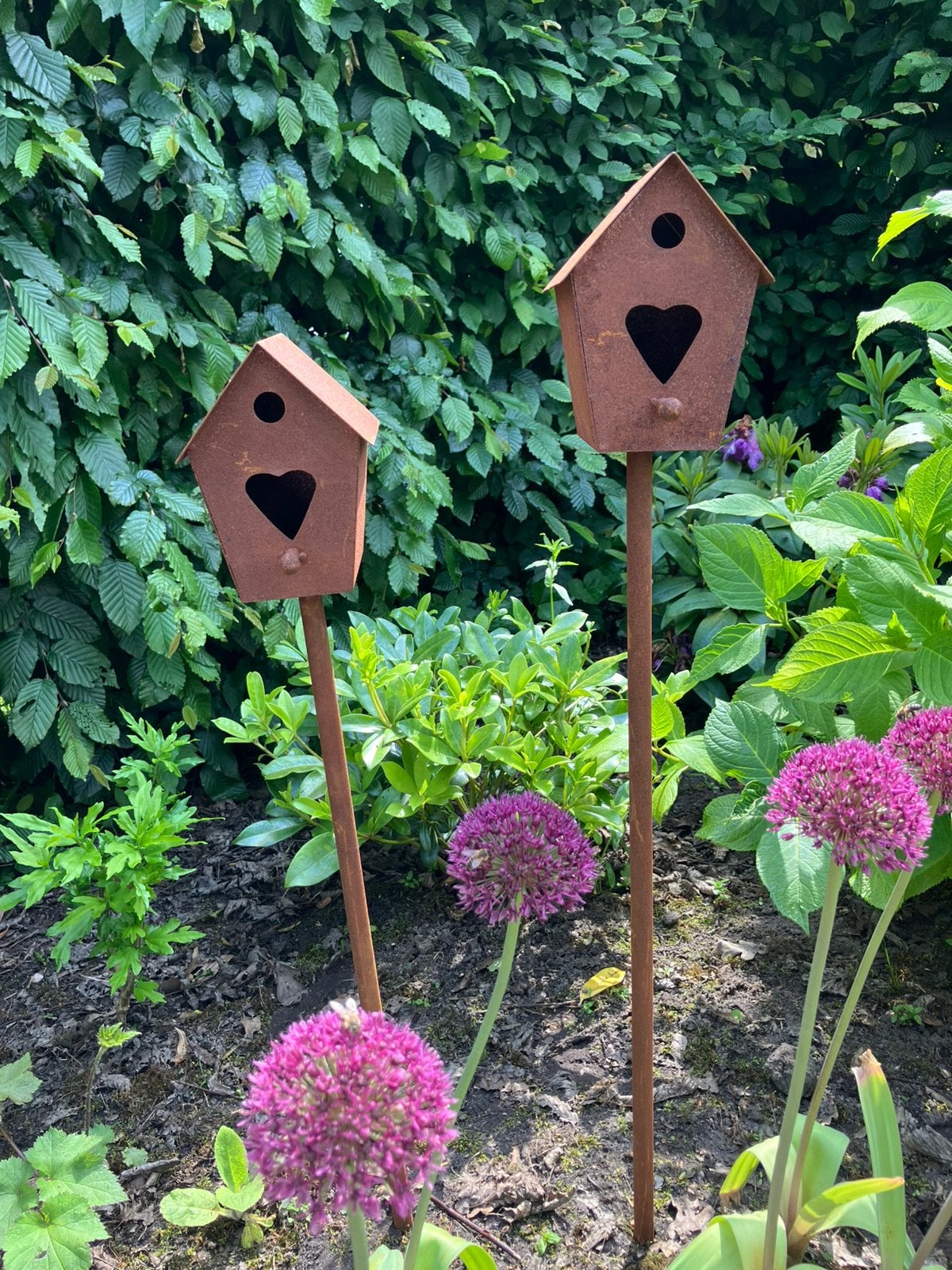 Roest metalen tuinsteker, vogelhuisje, Ophalen, Nieuw
