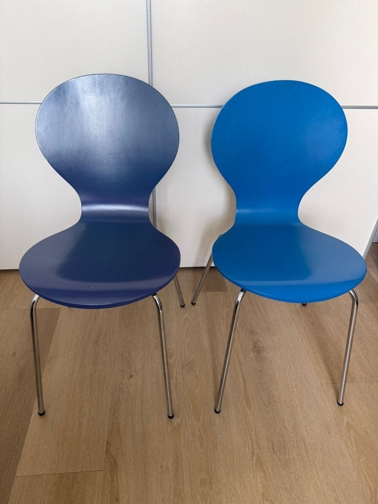 Trendhopper twee eettafel stoelen, Ophalen, Gebruikt, Twee, Blauw