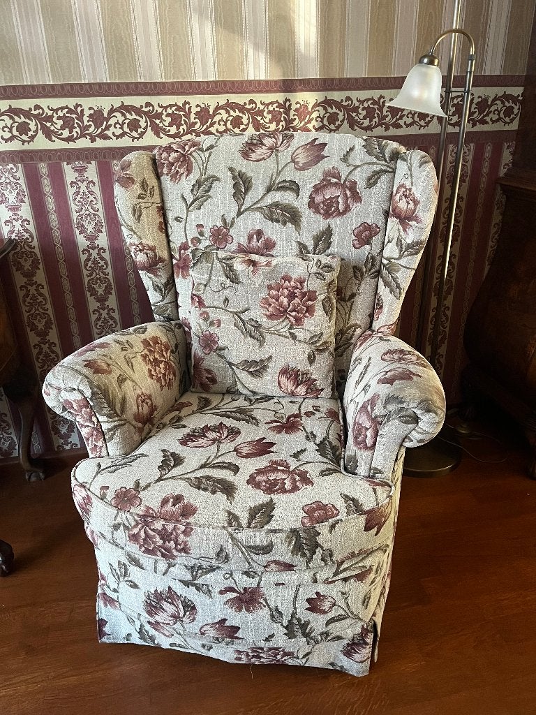 Fauteuil Stoel Gebloemd Engels, Ophalen, Gebruikt, Klassiek, 75 tot 100 cm