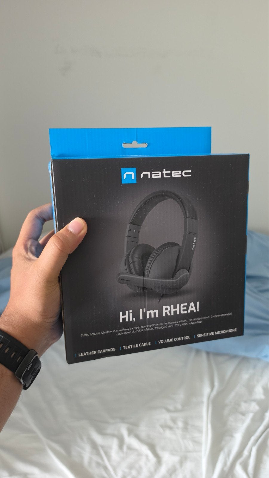 Natec Rhea Stereo Headset - Zwart, met microfoon, Ophalen of Verzenden